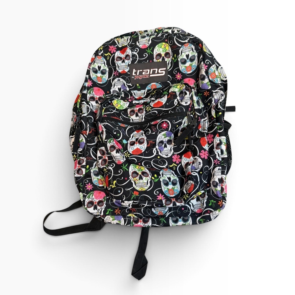 Trans by JanSport Sugar Skull Floral Backpack Black Multicolor Day of the Dead